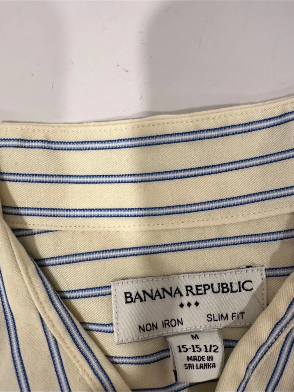 Banana Republic Cream Shirt with Blue Stripes